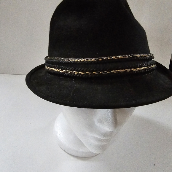 Vintage Mallory felt fedora black hat 1950s-1960s Retro style - Picture 10 of 15